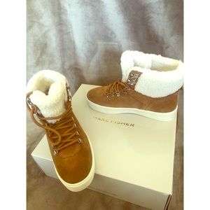 NWT Marc Fisher Leather with Faux Fur Booties